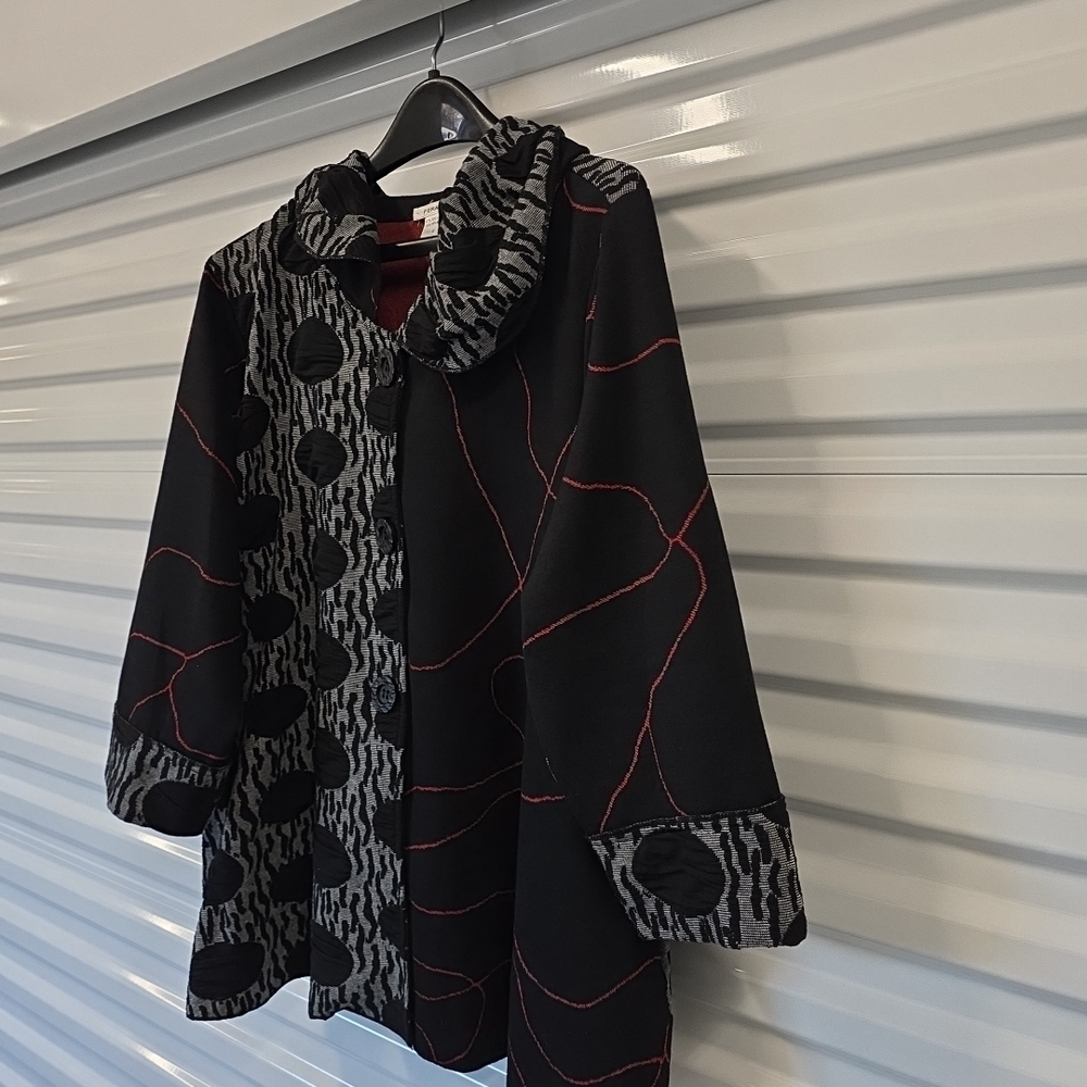 Feratelli Abstract Patchwork Button Front Jacket … - image 5